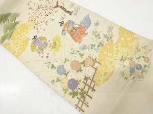 アンティーク　綴れ　時代人物模様織り出し袋帯（材料）